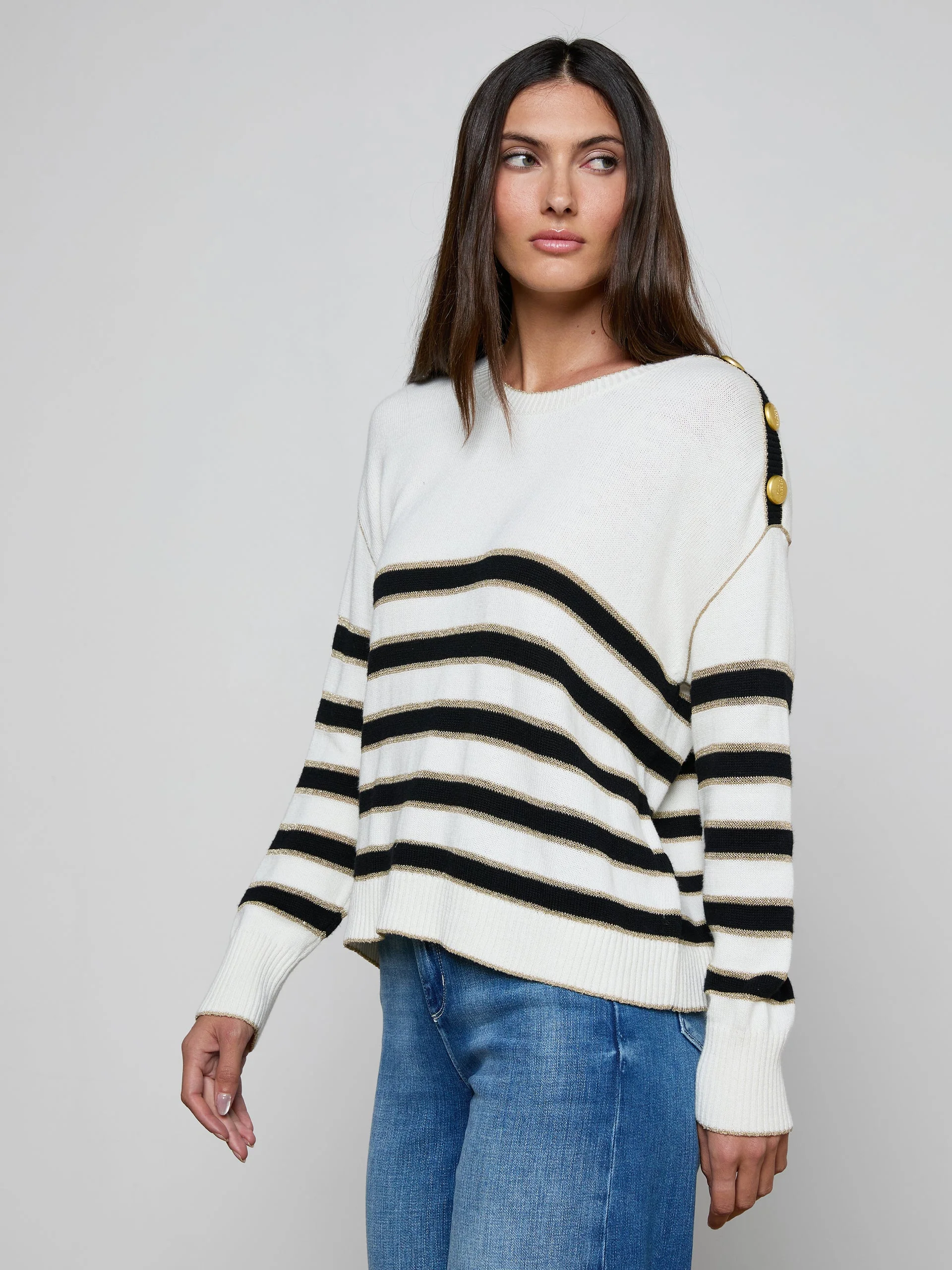 L'AGENCE BISHOP STRIPED SWEATER - Image 3
