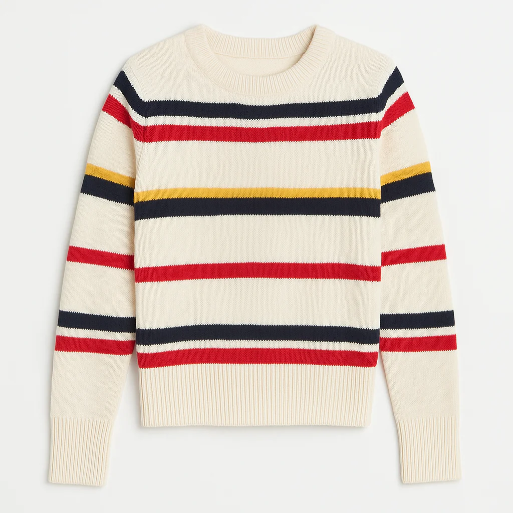 ONE GREY DAY STRIPED BLAKELY CASHMERE CREWNECK