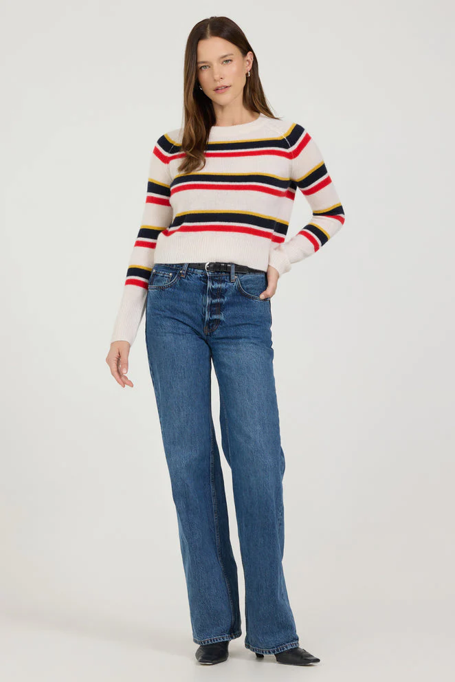 ONE GREY DAY STRIPED BLAKELY CASHMERE CREWNECK - Image 2