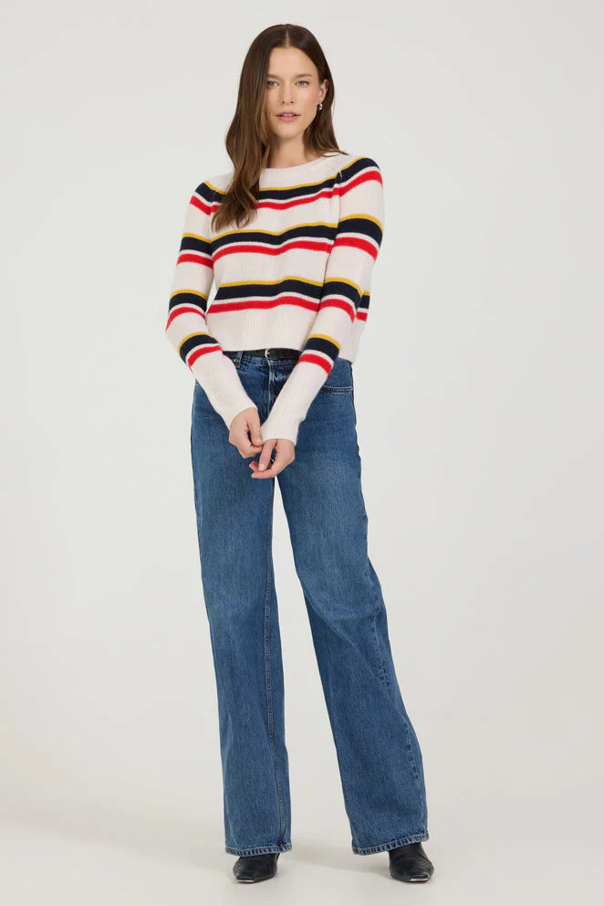 ONE GREY DAY STRIPED BLAKELY CASHMERE CREWNECK - Image 3