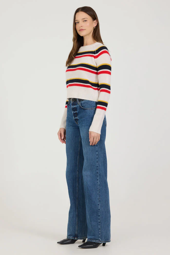 ONE GREY DAY STRIPED BLAKELY CASHMERE CREWNECK - Image 4