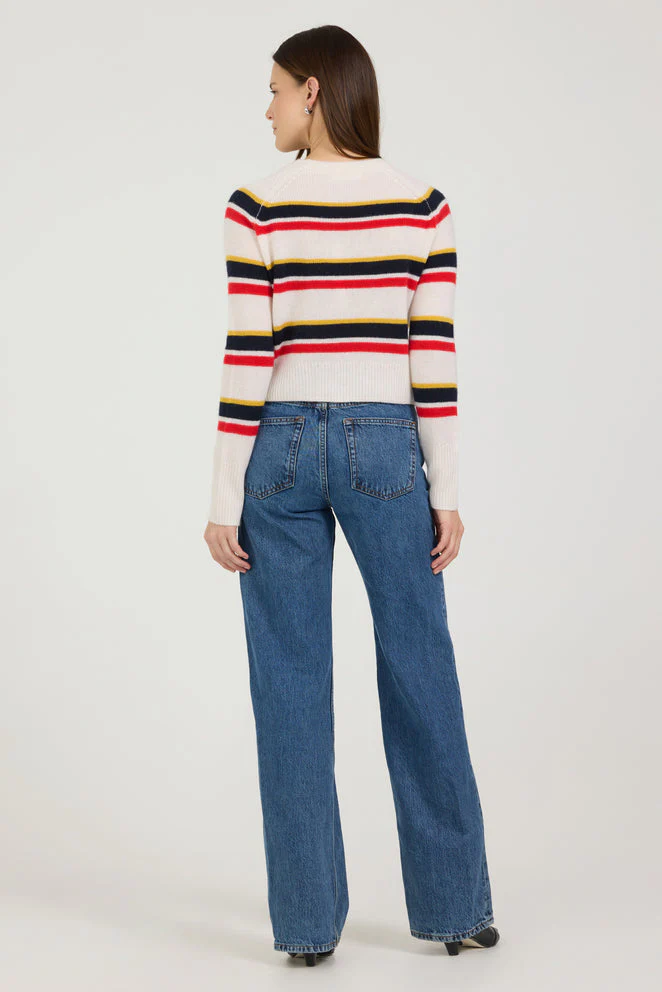ONE GREY DAY STRIPED BLAKELY CASHMERE CREWNECK - Image 5