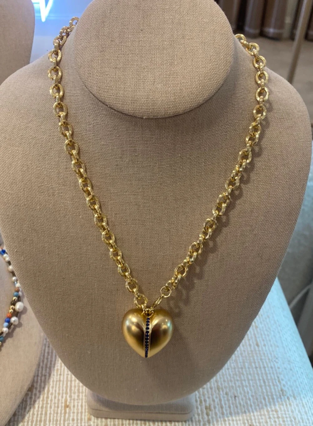 ROXANNE ASSOULIN CABLE LINK NECKLACE WITH SAPPHIRE HEART - Image 3