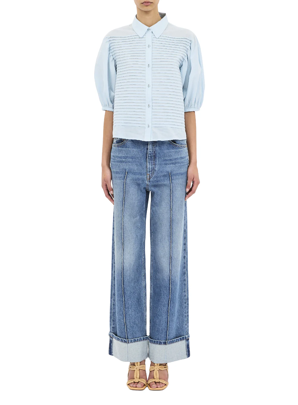 ULLA JOHNSON CORDELIA SHORT SLEEVE BUTTON UP TOP - Image 2