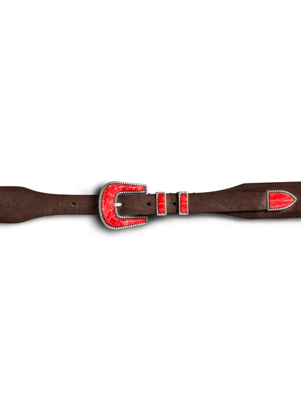SILVER OSTRICH RED LOBSTER CRAZY COLOR BELT