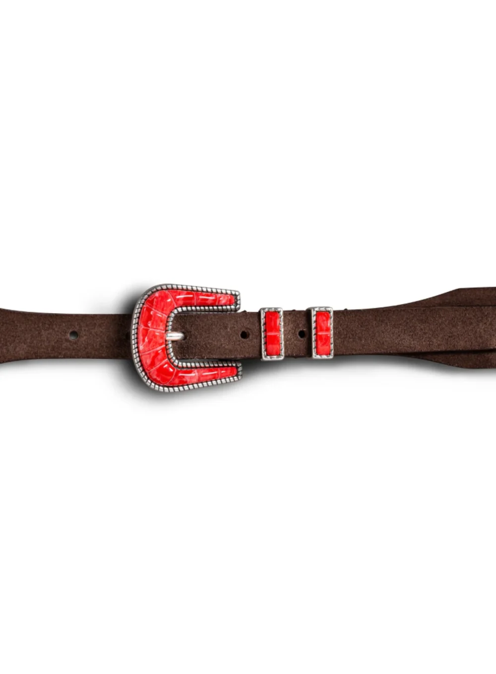 SILVER OSTRICH RED LOBSTER CRAZY COLOR BELT - Image 2