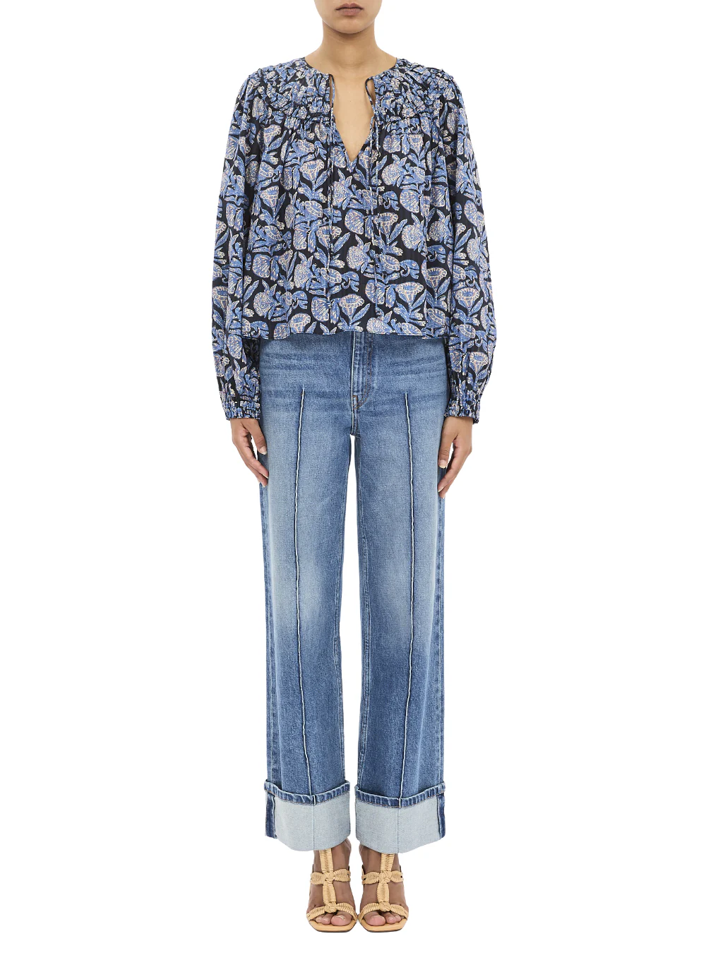ULLA JOHNSON FLORELLE LONG SLEEVE COTTON BLOUSE - Image 2