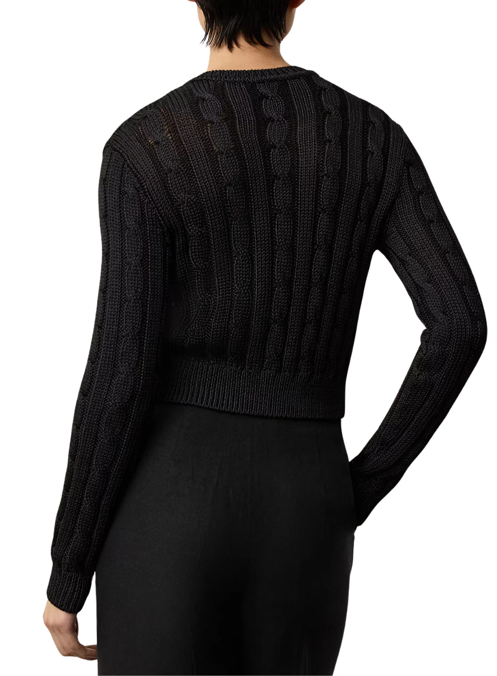 RALPH LAUREN HIGH SHINE CABLE LONG SLEEVE CARDIGAN - Image 3