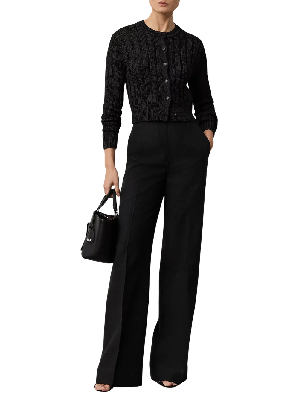 RALPH LAUREN HIGH SHINE CABLE LONG SLEEVE CARDIGAN - Image 5