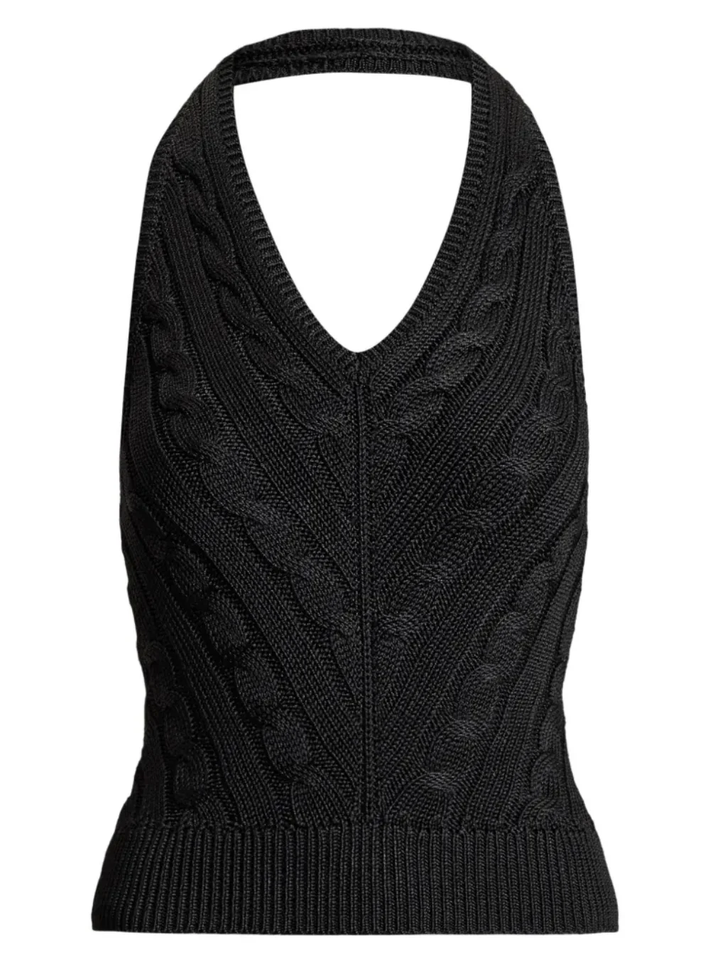 RALPH LAUREN HIGH SHINE HALTER CABLE PULLOVER