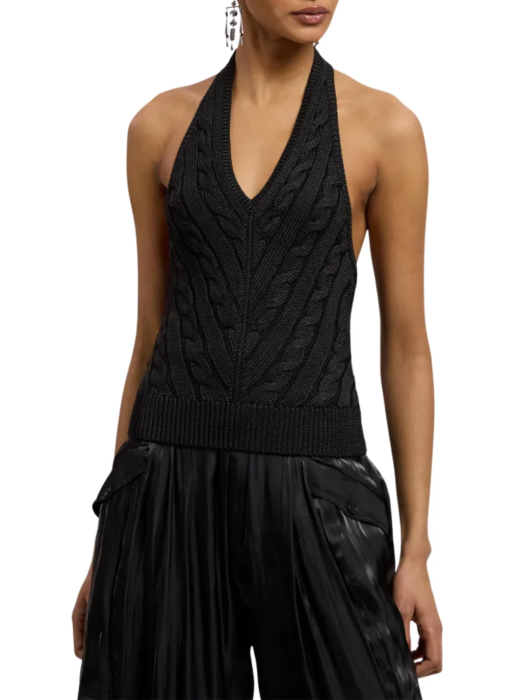RALPH LAUREN HIGH SHINE HALTER CABLE PULLOVER - Image 2
