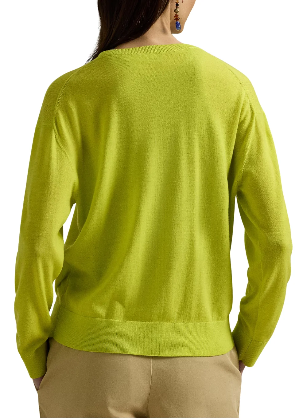 RALPH LAUREN LONG SLEEVE WOOL V-NECK SWEATER - Image 3