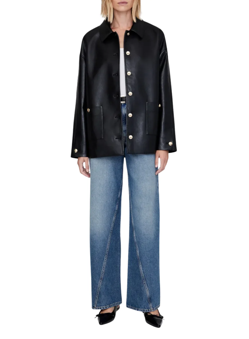 ANINE BING LUCA JACKET BLACK RECYCLD LEATHER - Image 3