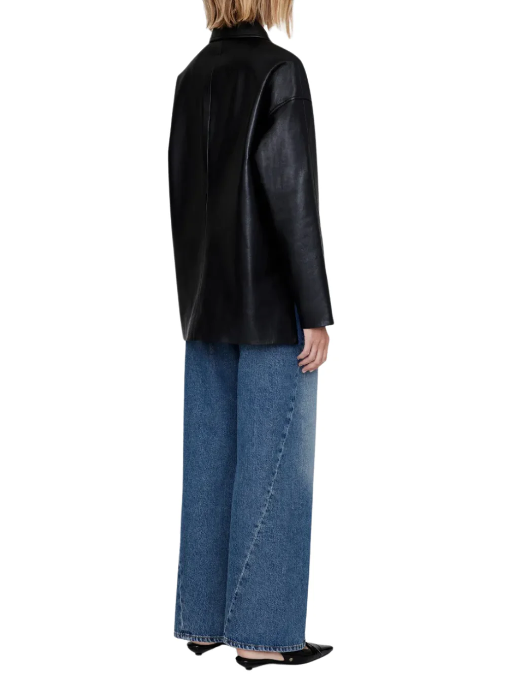 ANINE BING LUCA JACKET BLACK RECYCLD LEATHER - Image 4
