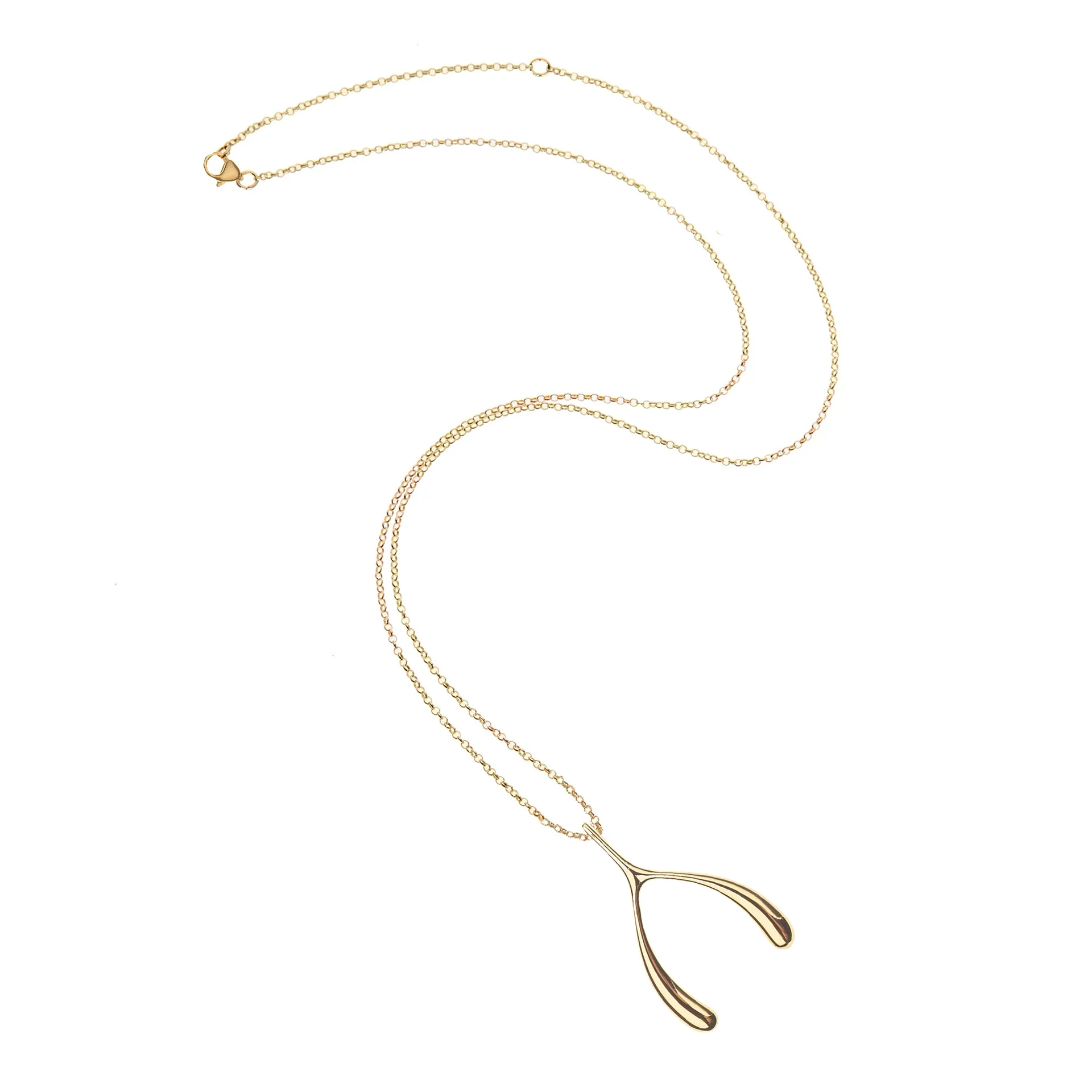 JANE WIN LUCKY GOLD WISHBONE PENDANT