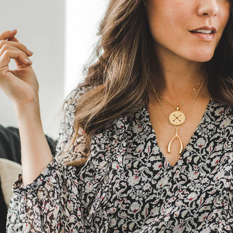 JANE WIN LUCKY GOLD WISHBONE PENDANT - Image 2