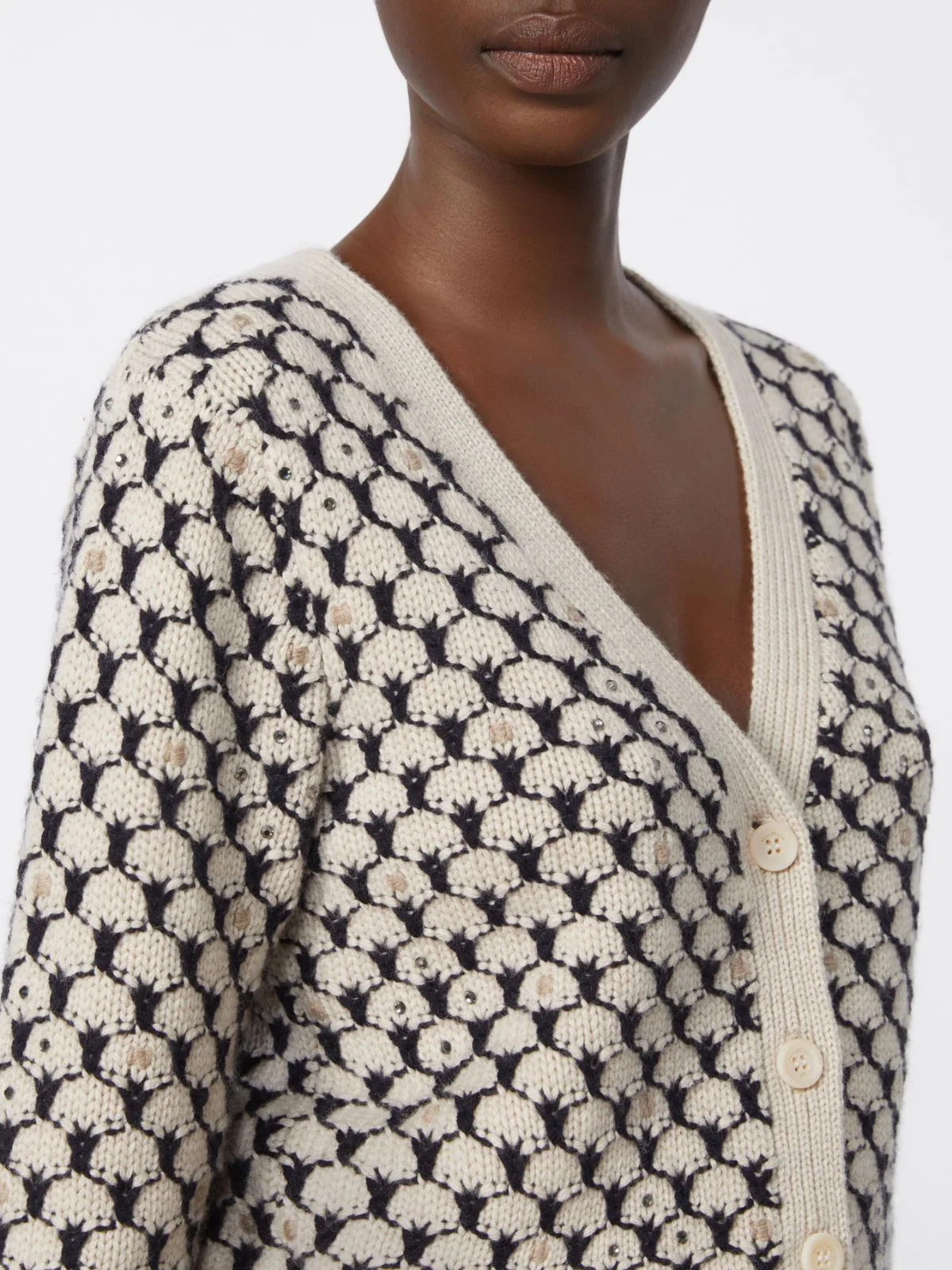 MAX MARA PATTERNED WOOL AND CASHMERE CARDIGAN - Image 5