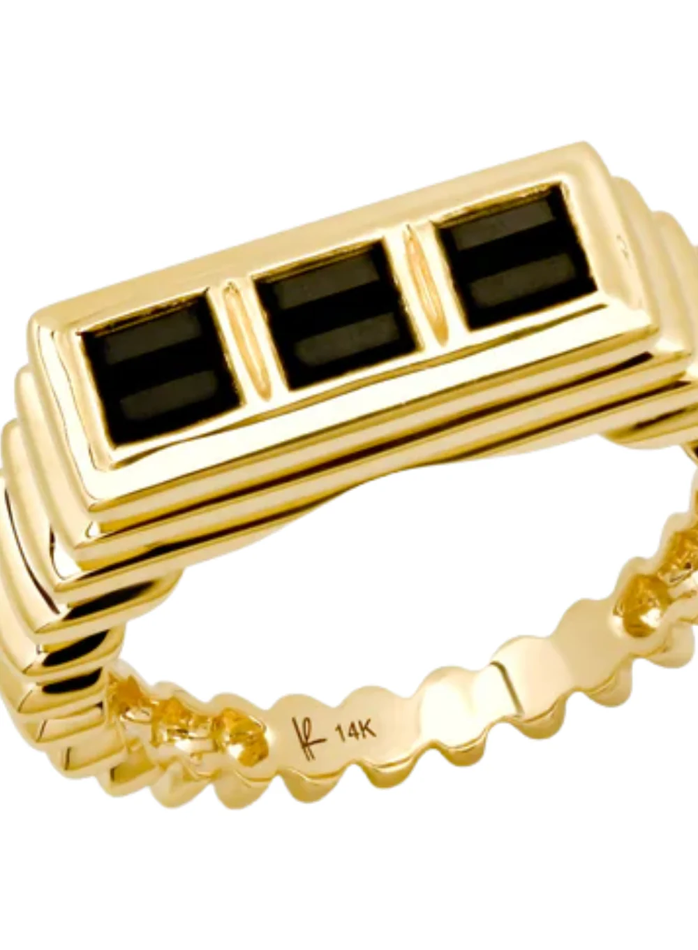 HELENA ROSE ONE SMALL STEP FLUTED RING ONYX - Image 2