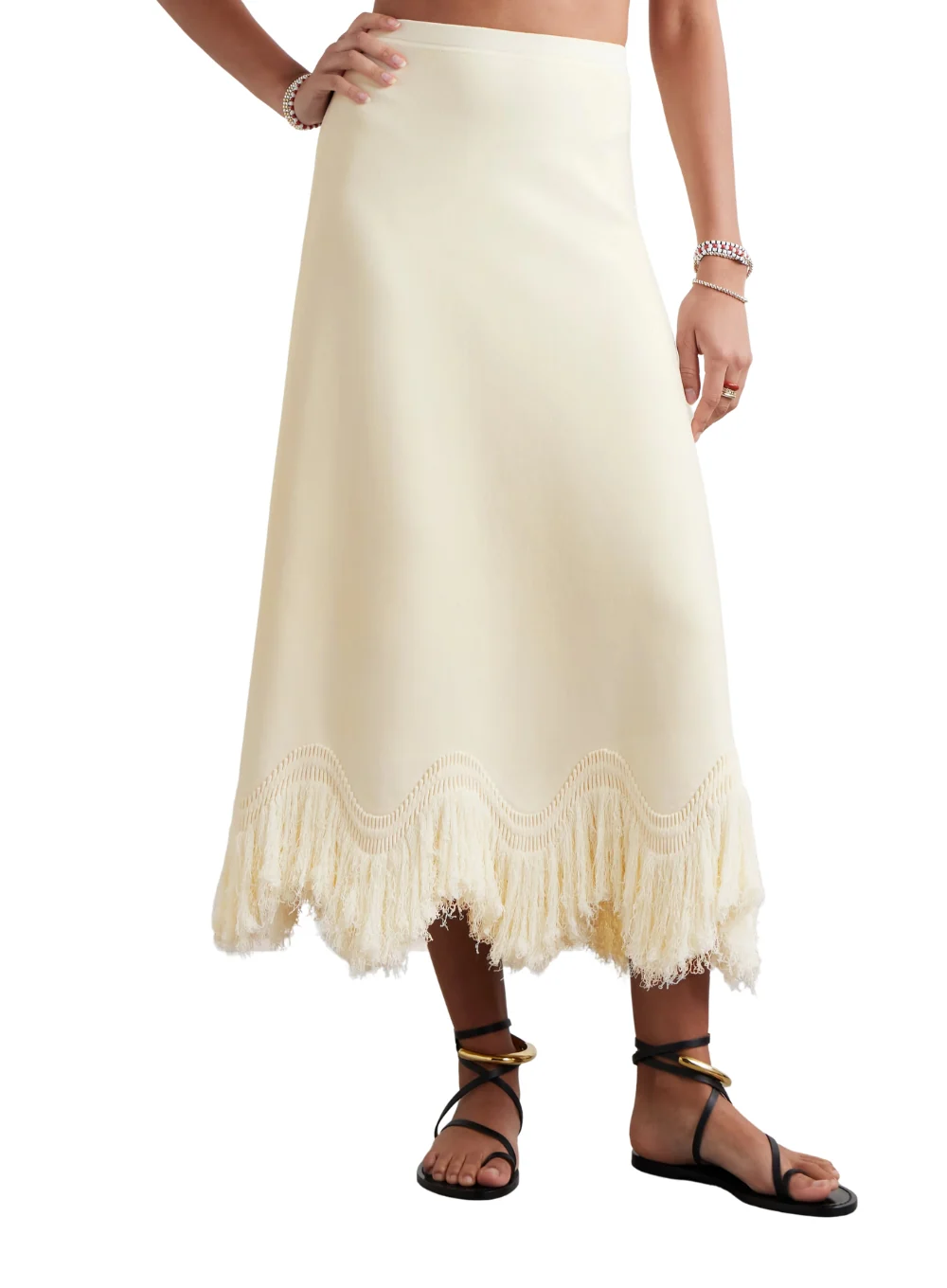 ULLA JOHNSON PAULINA KNIT SKIRT WITH FRINGE - Image 2