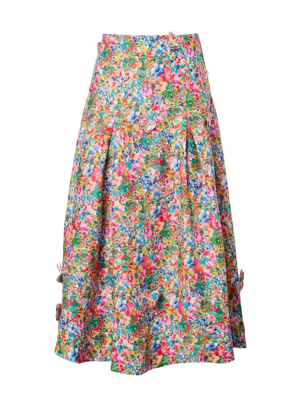 FARRM RIO PEASANT FLORAL OFF-WHITE BUTTERFLIES MAXI SKIRT - Image 4