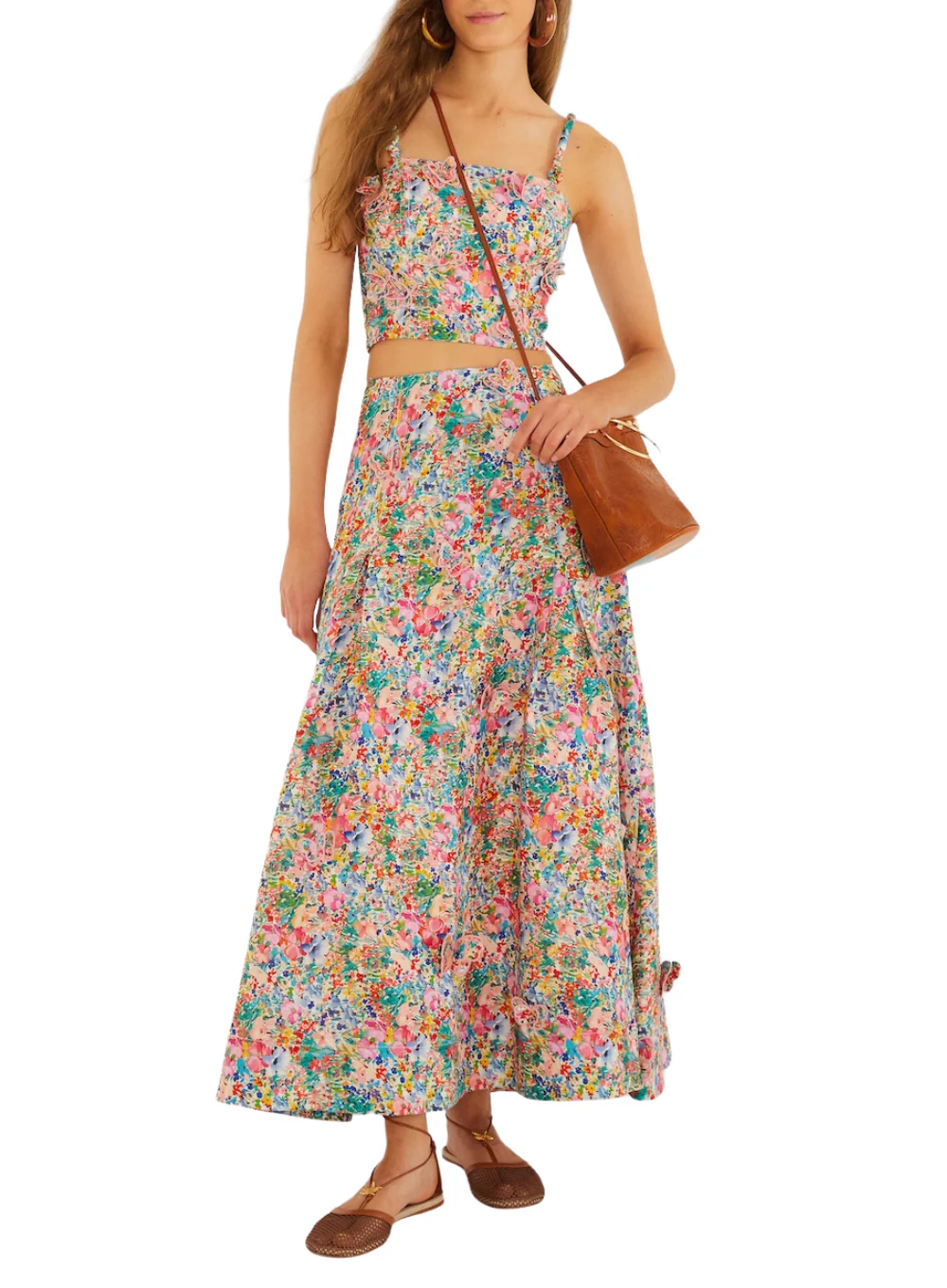 FARRM RIO PEASANT FLORAL OFF-WHITE BUTTERFLIES MAXI SKIRT - Image 8