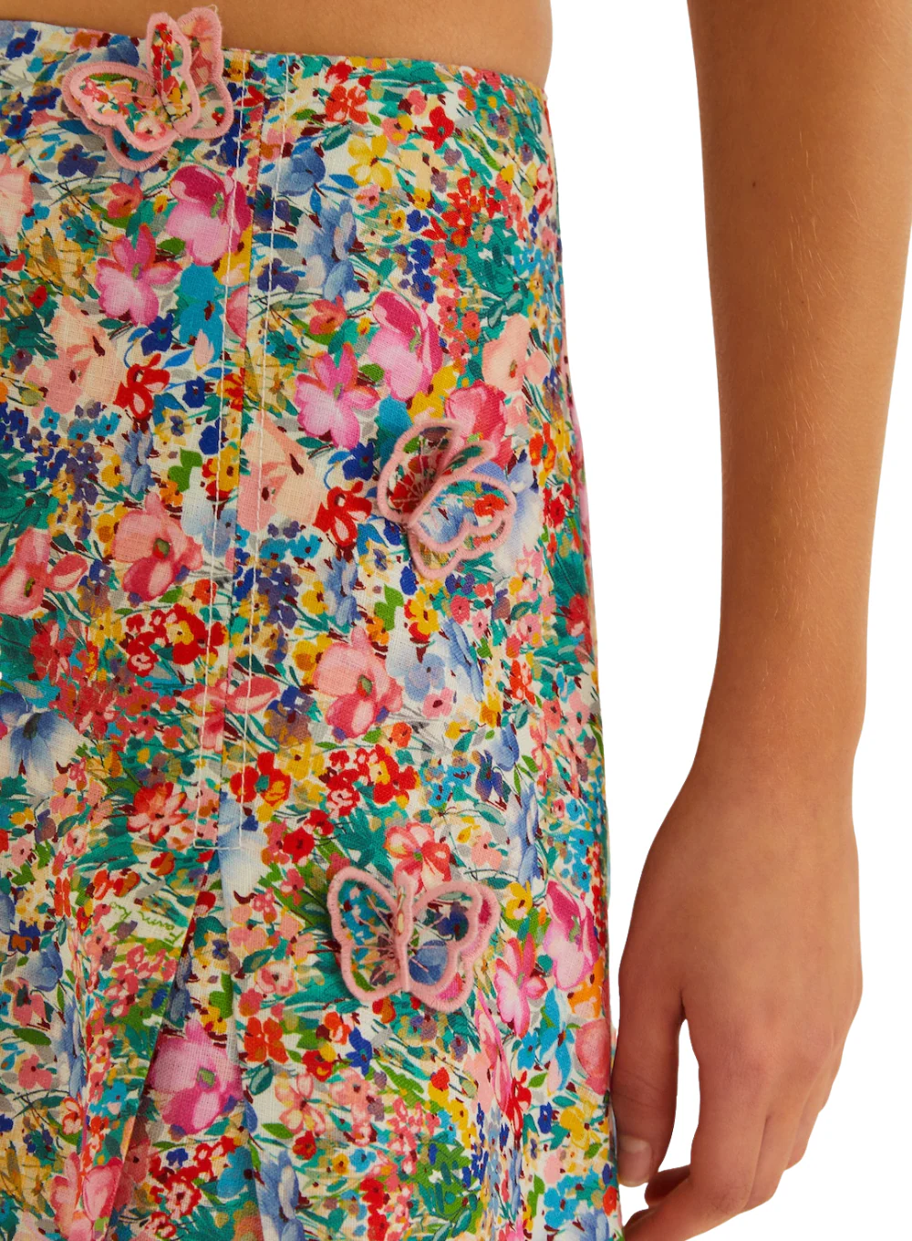 FARRM RIO PEASANT FLORAL OFF-WHITE BUTTERFLIES MAXI SKIRT - Image 9