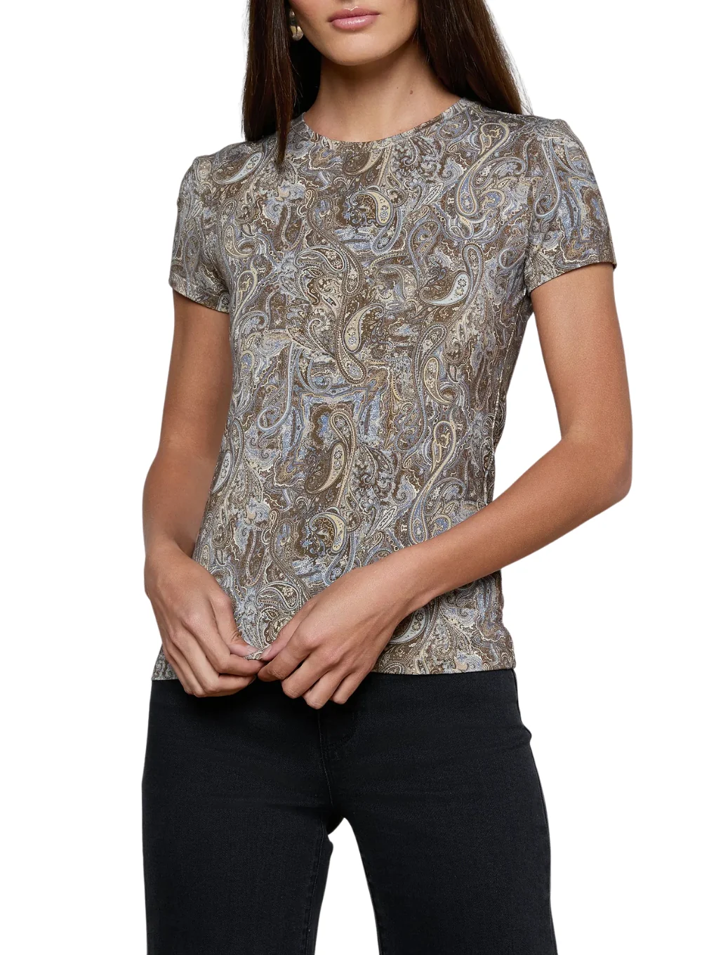 L'AGENCE RESSI SHORT SLEEVE CREW DITSY PAISLEY - Image 4