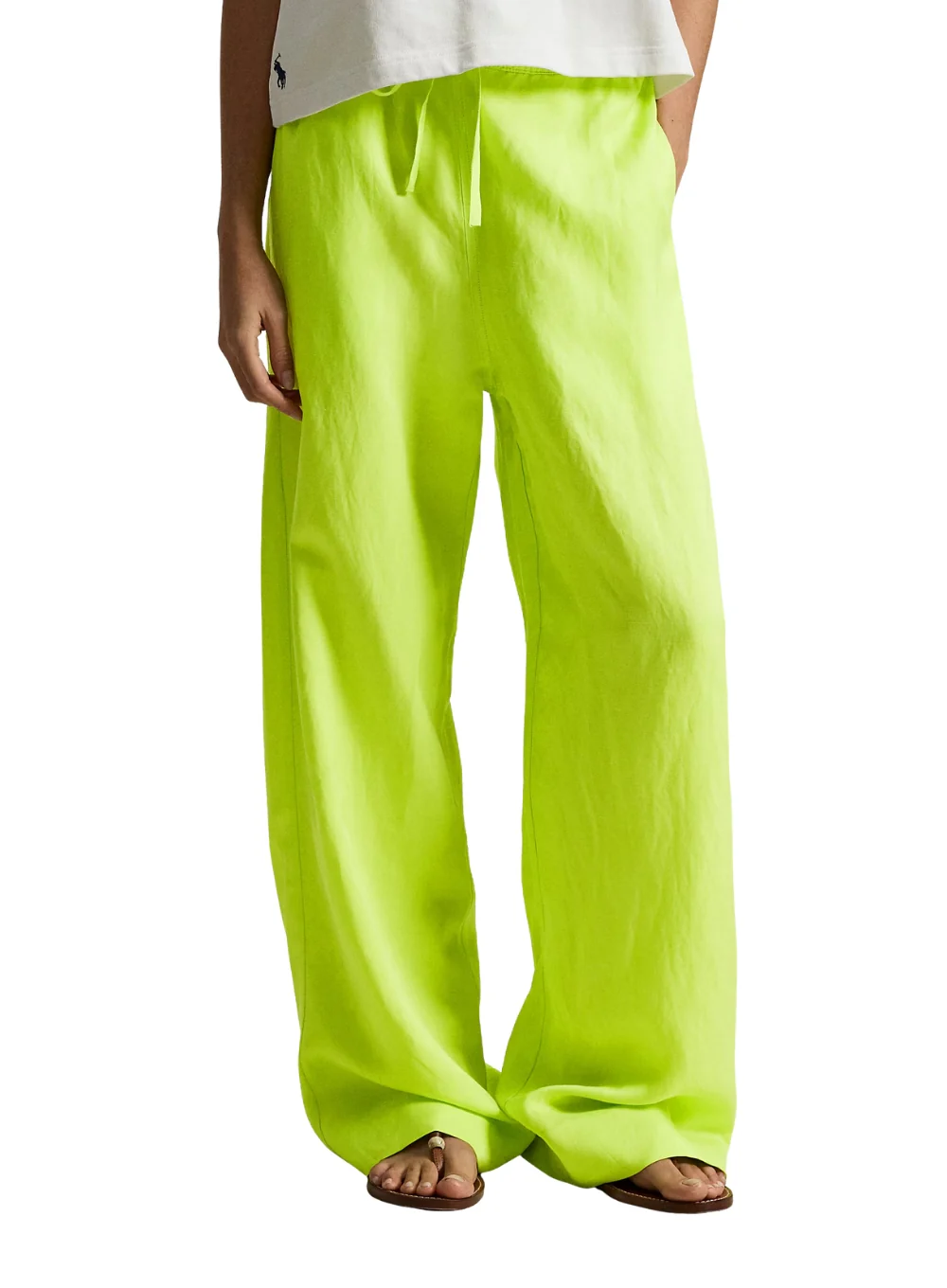 RALPH LAUREN TWILL DRAWSTRING WIDE LEG PANTS - Image 2